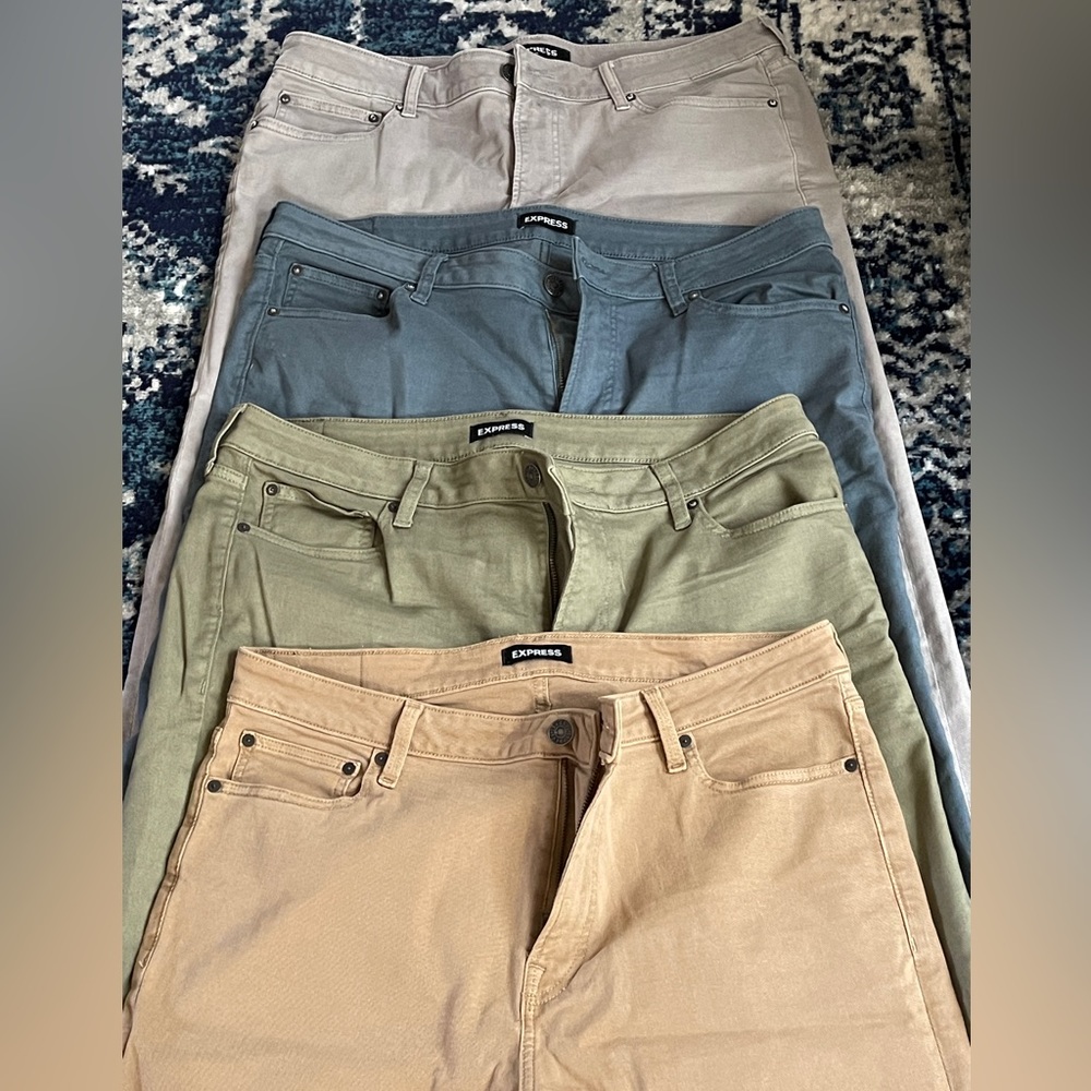 Lot of 6 pairs like new express stretch jeans 36x30 slim